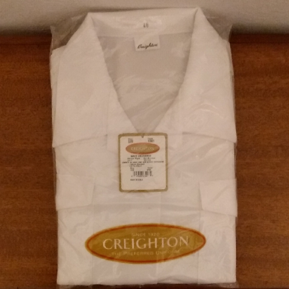 NWT Creighton Women's Navy White Dress Shirt SZ 46R
